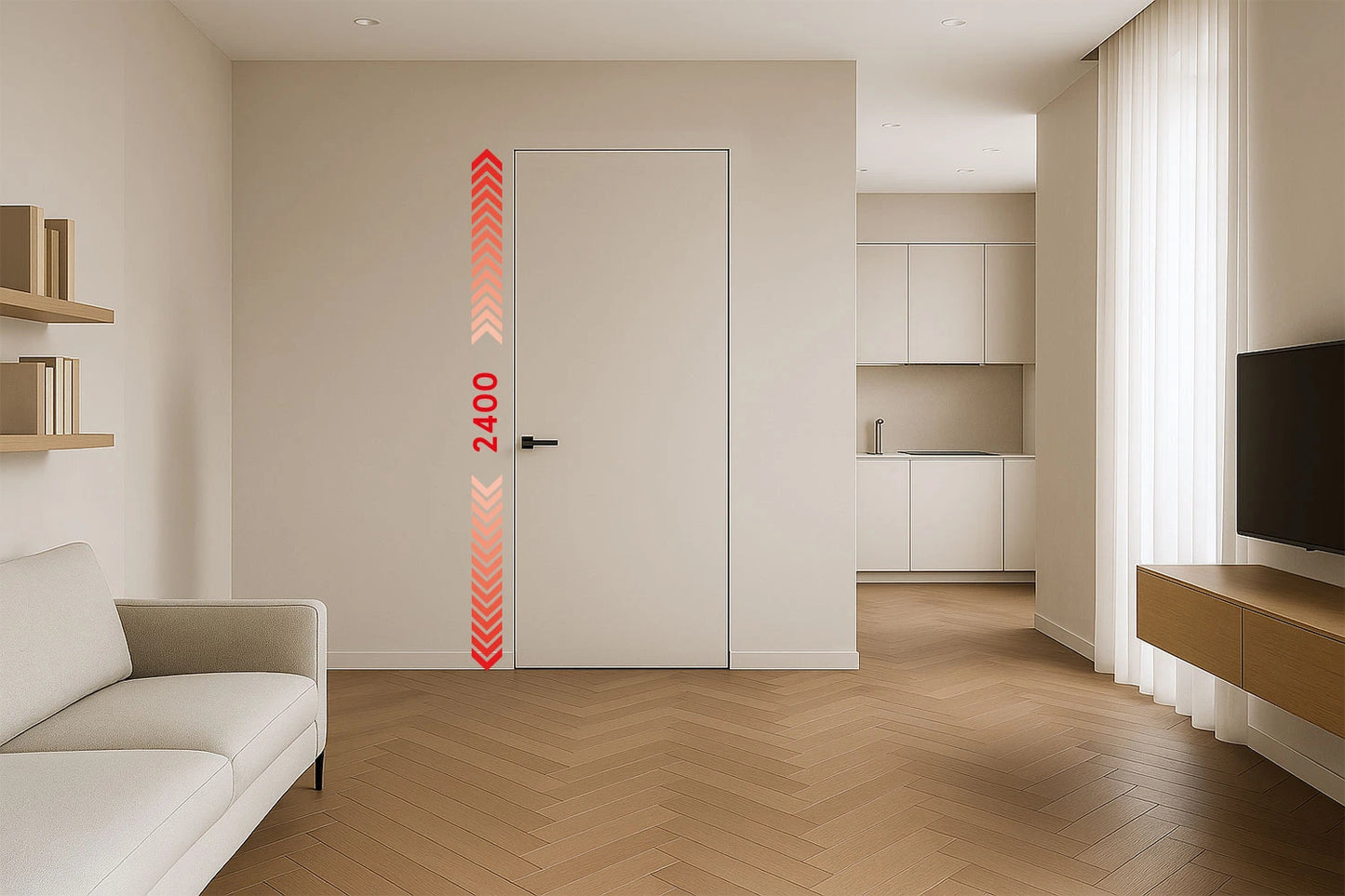 xREVERx XL Decor B011 - Châssis et porte affleurante en stratifié CPL avec âme en nid d'abeille, hauteur 2400 mm