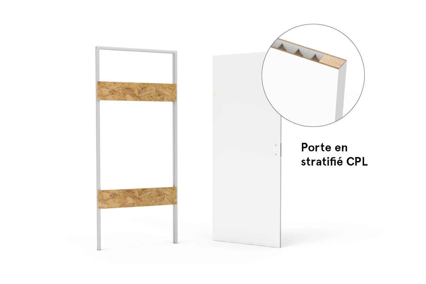 xREVERx Decor B011 - Châssis et porte affleurante en stratifié CPL avec âme en nid d’abeille
