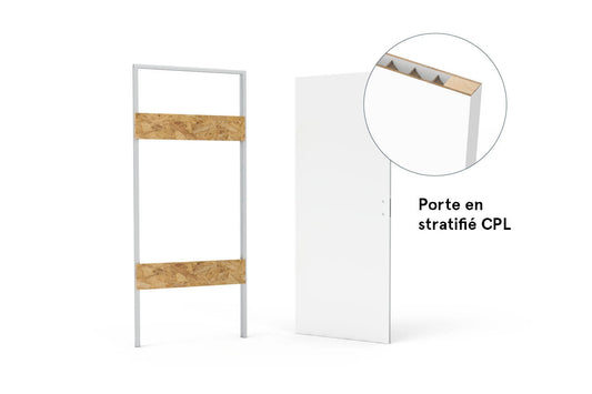 xREVERx Decor B011 - Châssis et porte affleurante en stratifié CPL avec âme en nid d’abeille