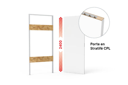 xREVERx XL Decor B011 - Châssis et porte affleurante en stratifié CPL avec âme en nid d'abeille, hauteur 2400 mm