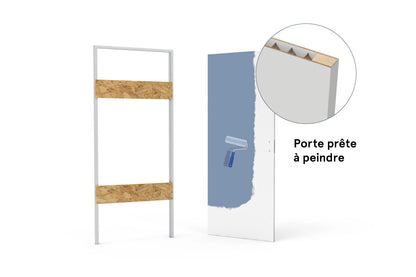 xREVERx – Châssis et porte affleurante prête à peindre avec âme en nid d’abeille